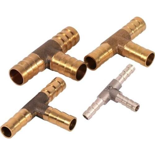 Brass T Piece 3 Way Fuel Hose Joiner Connector For Compressed Air Oil Gas Pipe Accessoire Car Port