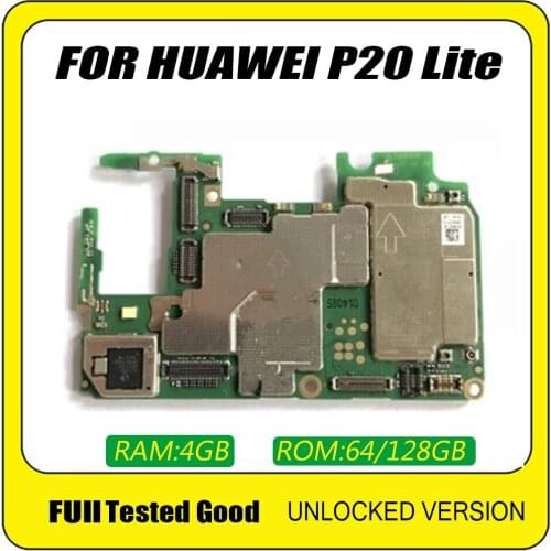 Motherboard For HuaWei P20 Lite Original Unlocked Logic Board Mainboard 4+64gb 128gb With Full Chips With Android OS Full Tested