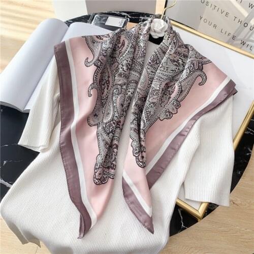 Fashion Women Scarf Paisley Print Silk Feeling Square Hair Band Foulard Female 70*70cm Neck Scarves Lady Shawl Wrap Bandana