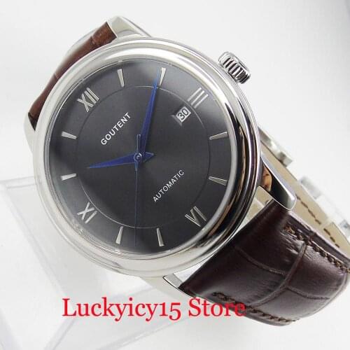 CORGEUT Brand 40mm Black Dial Auto Dte MIYOTA Automatic Movement Mens Watch Polished Watch Case