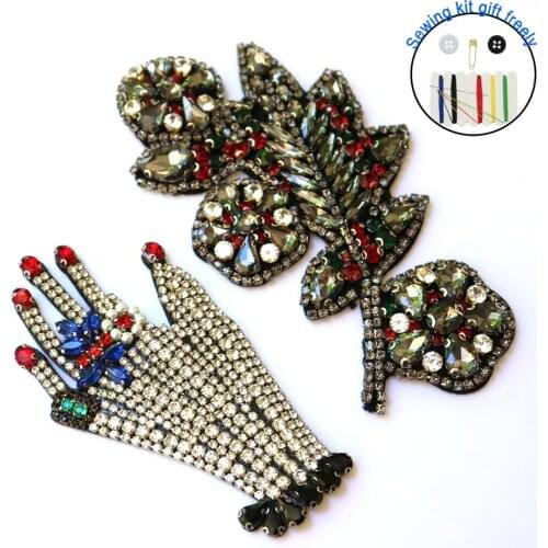 Fashion Luxury 5A rhinestone beaded patches for clothing DIY sew on flowers embroidery applique decorative sequin Parches