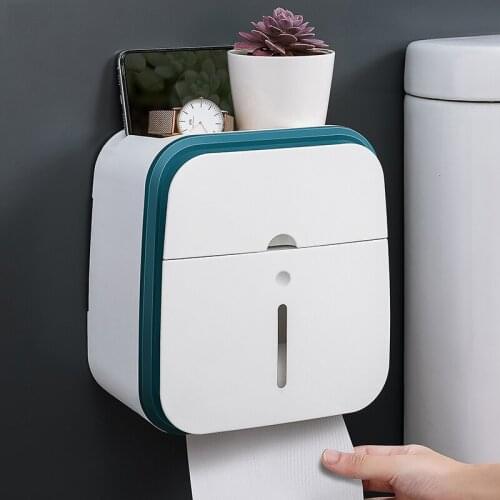 Wall-mounted Toilet Paper Box Household Waterproof Non-perforated shelf Holder Tray Roll Tube for Toilet Roll Paper Storage Box