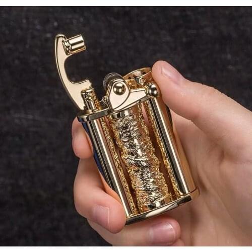 New Kerosene Rotating Gantry Lighter Carving Personality Creative Rocker Decompression Lighters Gifts For Men