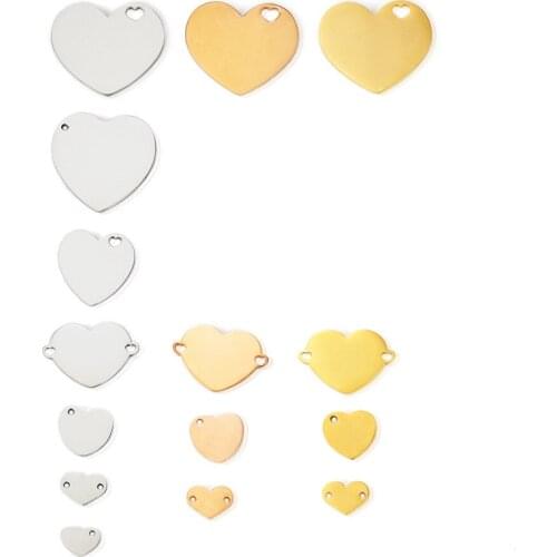 20pc stainless steel blank heart charm bar pendant personalized customization DIY jewelry making