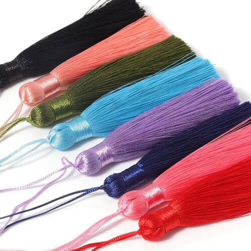 New 10pcs 8cm Polyester Silk Tassel Brush Pendant Earring Charm Satin Tassel DIY Jewelry Making Findings Handmade Craft Supplier