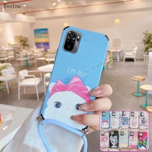 Cartoon Painted Girl Silicone Case For Xiaomi Redmi Note 10 9 Pro MAX 9S 9T 8T 9A 8 Crossbody Lanyard Cover For Redmi Note 8 Pro