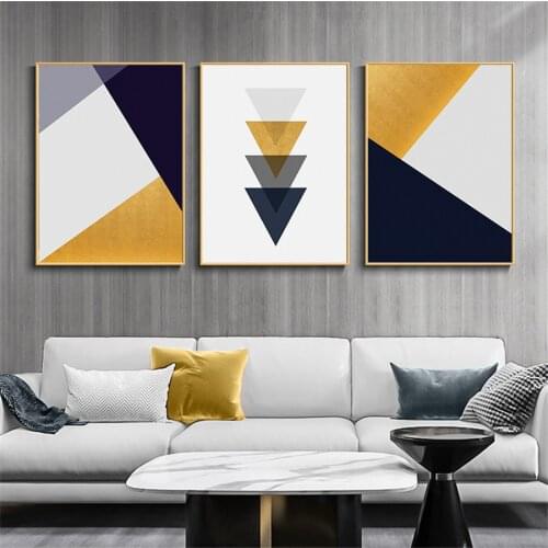 Modern Triangle Hexagon Geometry Mosaic Combination Canvas Paintings Posters Prints Decorative Wall Art for Living Room Decor