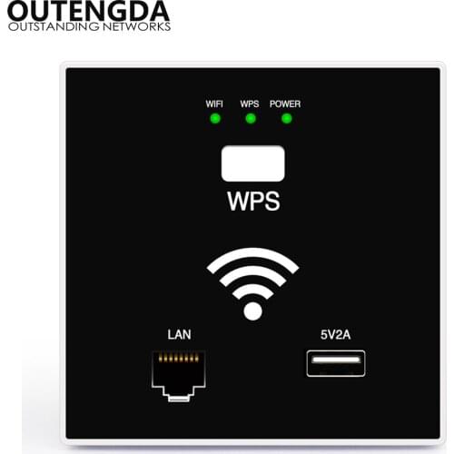 300Mbps black in-wall wifi wireless router Access Point for hotel Wall switch socket with USB&RJ45 in wall AP