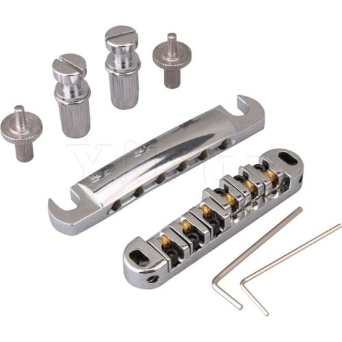 Yibuy Electric Guitar Roller Bridge Stringer Chrome