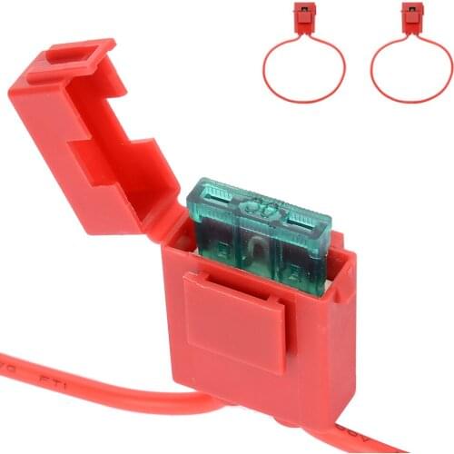 YUNPICAR ATC/ATO 30A In-Line Fuse Holder 16 Gauge Wiring Harness 12V Standard Plug Socket Pack of 2