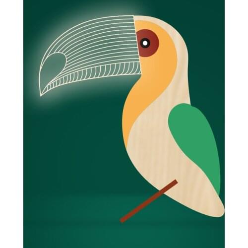 Parrot Bird Fun Light Fashion Design Wooden Figure 3D LED Night Light Warm White Novelty Kid Bedroom Decoration Table Lamp Gift