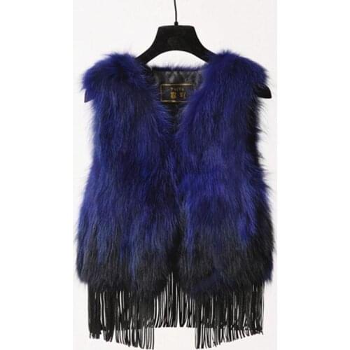 Winter Fashion Womens Faux Fox Fur Vest Coat Tassel Stitching Fake Fur Short Waistcoat Jacket Sleeveless Slim Outwear L1807