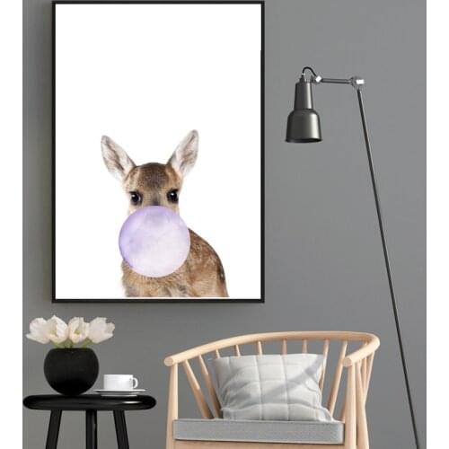 Animal Painting Cute Lion blowing bubbles Canvas Oil Paintings Wall Art Posters and Print Canvas Prints for Kids Room Decor