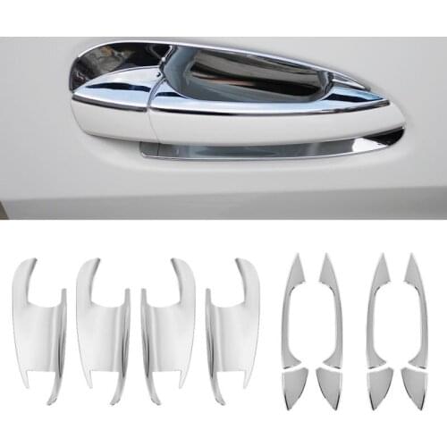 1 Set 8 pcs Exterior Door Handle Door Bowl Frame Cover Trim Protector Silver Chrome for Mercedes Benz A B C E Class 2008-2014