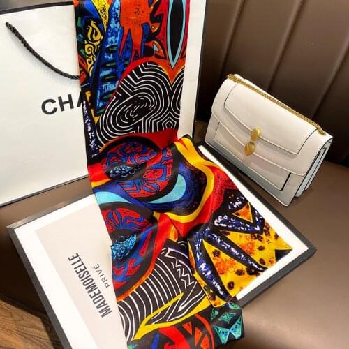 100% Silk Scarf Ink Painting Luxury Brand Scarf Women Silk Scarf Bag Hair Skinny Scarf Fashion Foulard Femme Headband SJ386