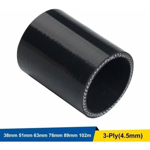102mm/89mm/76mm/63mm/51mm/38mm 3-ply Reinforced Straight Silicone Coupler Hose 4" Turbo Intake Pipe Black for vehicles boats