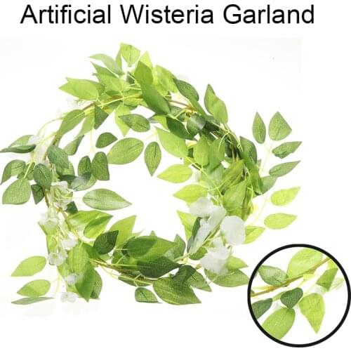 2M Artificial Wisteria Flowers Vine Trailing Plants Foliage Party Home Garden In/Outdoor Decorations