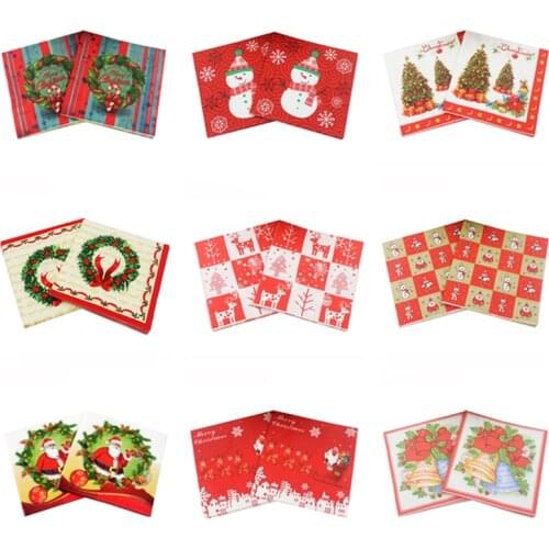 20pcs New Year 2022 Christmas Decorations for Home Table Paper Garland Napkins Christmas Party Ornament Noel Xmas Navidad 2021
