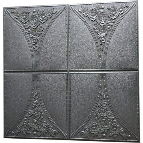 3D Wallpaper Silver Grey 3D Wall Panels Foam Wall Sticker Textured Silver Grey Wall Tiles Peel and Stick Self Adhesive Wallpaper