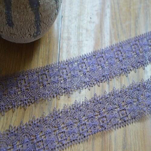 Free shipping 4CM Width (15yards/lot) purple water souluble Hight quality lace fabrics embroidered lace trim-m16071004
