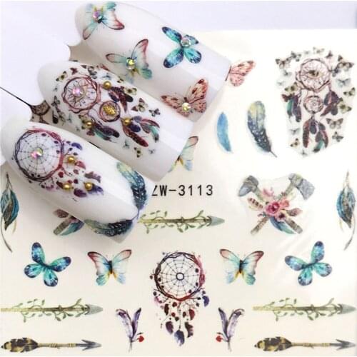 6 Designs Deer Fox Fruit/Flower Series Nail Water Decals Dream ChaserPattern Tranfer Sticker Nail Art Decoration