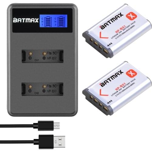 Batmax 1860mAh NP-BX1 NPBX1 battery+LCD Dual Charger For Sony DSC-RX100 DSC-WX500 IV HX300 WX300 HDR-AS15 X3000R MV1 AS30V