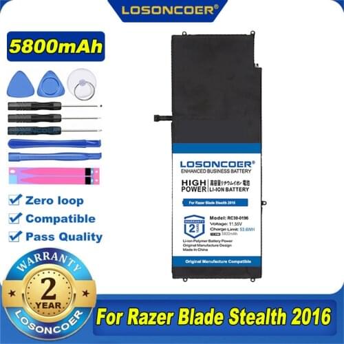 RC30-0196 RZ09-0196 5800mAh Battery For Razer Blade Stealth 2016 V2 I7-7500U RZ09-0239 13.3" Touch QHD I7-8550u