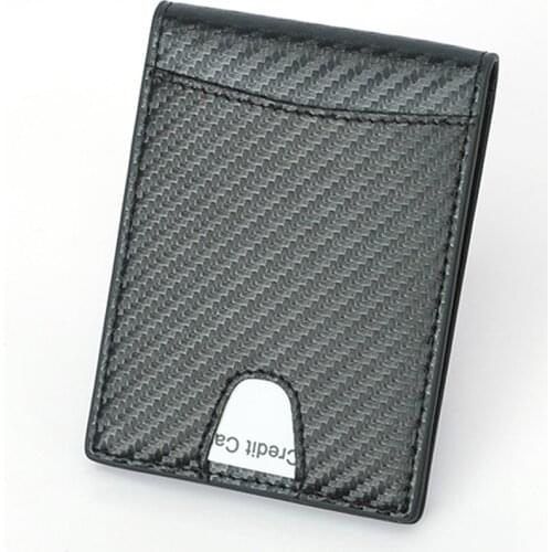 Antimagnetic Credit Card ID Purse Wallet Carbon Fiber Pattern Super Fiber American Mens Gold Clip Wallet Card Bag
