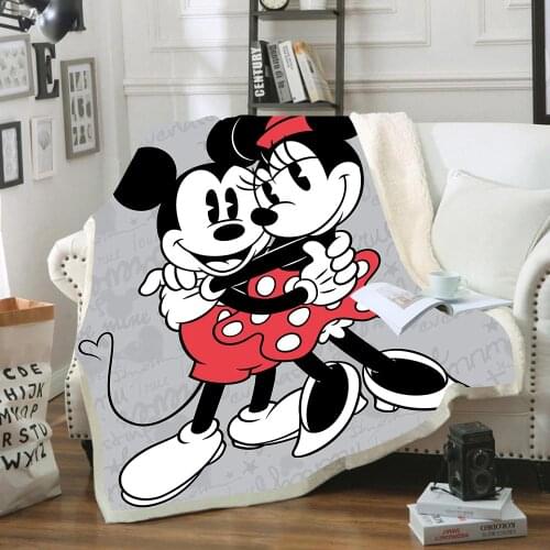 Disney Mickey Minnie Printed Sherpa Blanket Couch Quilt Cover Travel Bedding Outlet Velvet Plush Throw Fleece Blanket Bedspread