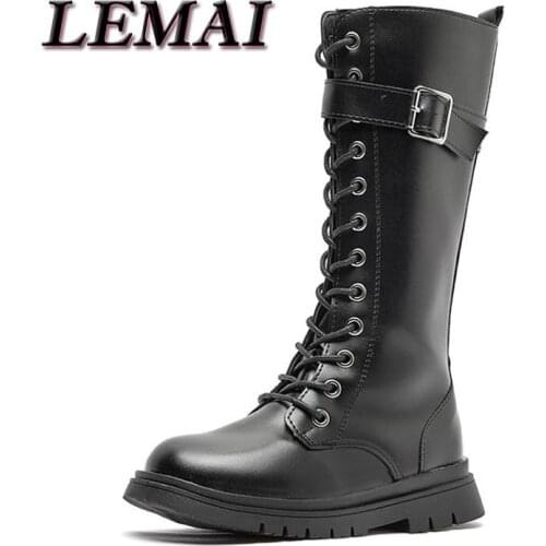 Girls Boots 2021 Autumn New Children Knee-High Fashion Martin Boots Suede Rubber Soft Platform Snow Boots Shoes For Boys Kids