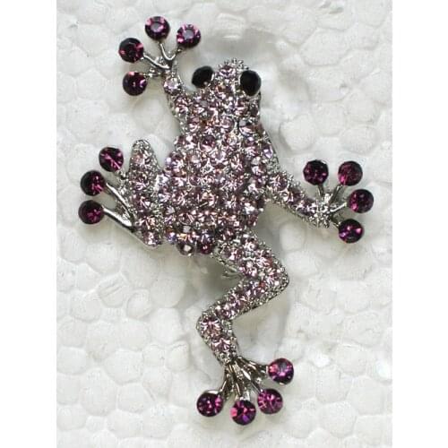 Purple Rhinestone Frog Pin brooches C559 D