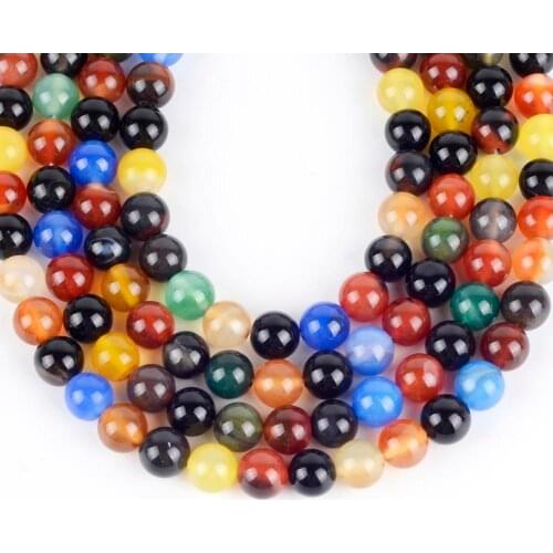 Natural multicolor Agates Stone Round Loose Beads For Jewelry Making 4-10mm Spacer Beads Fit Diy Bracelet Necklace Accessory15