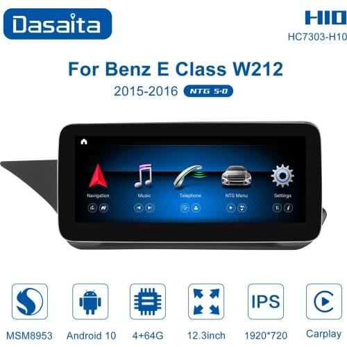 Dasaita Android 10.0 Multimedia Player Stereo Car Radio for Mercedes-Benz E-Class W212 2015 2016 12.3" 1920*720 Carplay GPS