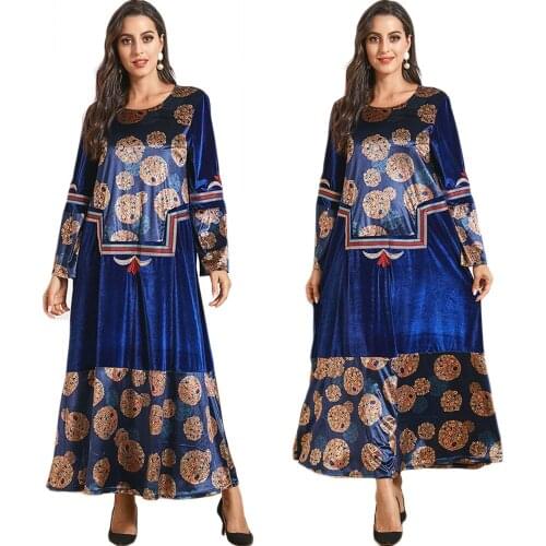 Dubai Muslim Women Velvet Long Dress Autumn Winter Abaya Embroidery Maxi Robe Turkish Ramadan Islamic Jilbab Moroccan Gown New