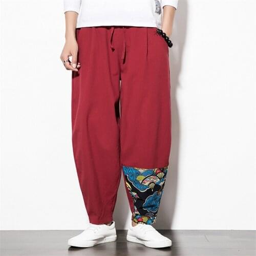 Pants Joggers Japanese Mens Fashion Leggings Man Comfortable Cotton Flax Summer Casual Streetwear Loose Trouser Harajuku Style