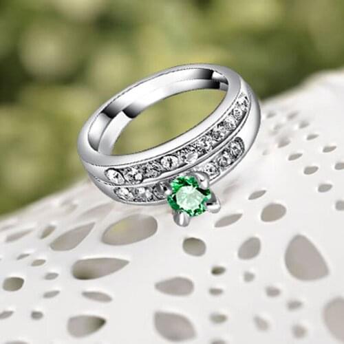 Garilina Zircon Engagement Silver Color Wedding Rings For Women Fashion Rhinestone Hollow Couple Ring For Female Jewelry AR2273