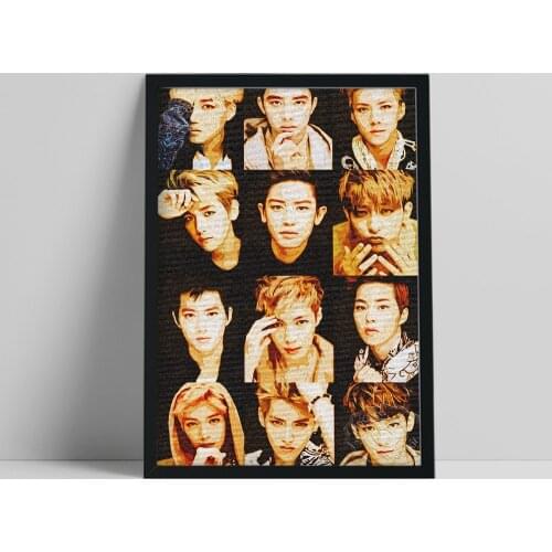 Exo Watercolor Art Prints, Korean Boy Band Wall Painting, Exo Fans Collection Poster, Minimalism Six Men Portrait Wall Picture