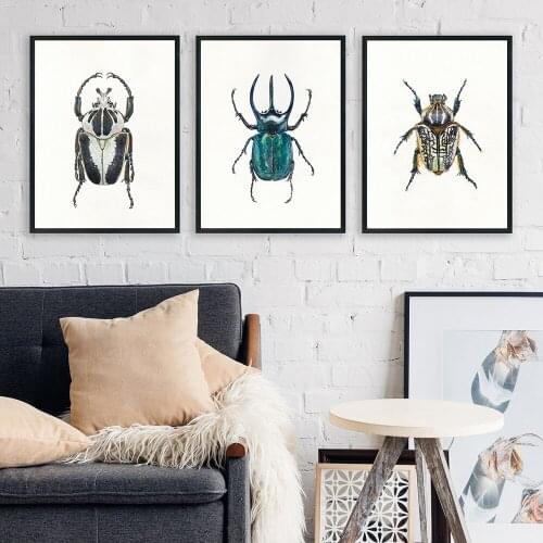 Dancing Bugs Prints Watercolor Painting Insects Beetles Art Canvas Poster Nordic Livingroom Laboratory Wall Decoration Pictures