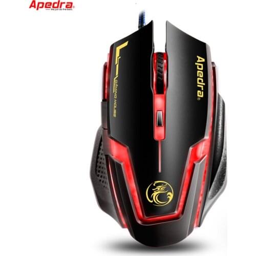 APEDRA 3200DPI Gaming Mouse USB Wired Mouse Adjustable Ergonomics Mouse Mice for PC Computer Laptop for CSGO LOL DOTA Gamer