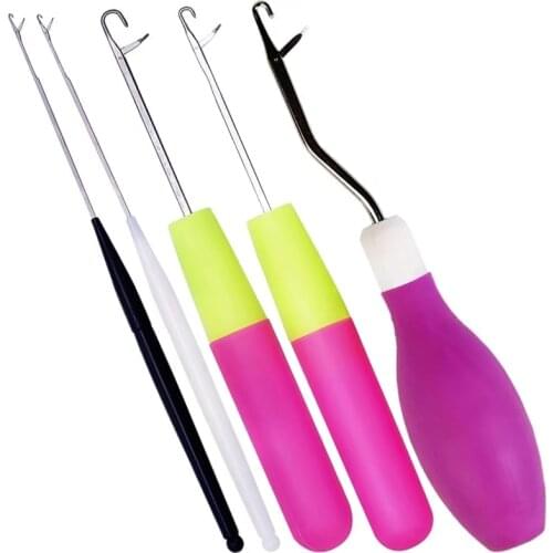 Imzay 5 Pieces Different Size Latch Hook Set,Latch Hook Supplies,Latch Hook Crochet Needle,Bent Latch Hook for Carpet Making