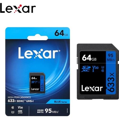 100% Original Lexar 633x SD Card Class 10 UHS-I 32GB High Speed 95M/s V30 64GB 128GB U3 Memory Card For 1080p HD 4K Camera