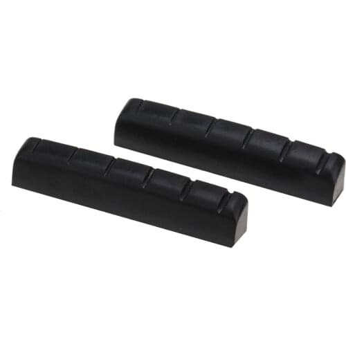 Musiclily Pro Urea Resin Plastic Slotted 44mm Electric Guitar LP Nuts Flat Bottom for 6-string Les Paul Guitar, Black (Set of 2)
