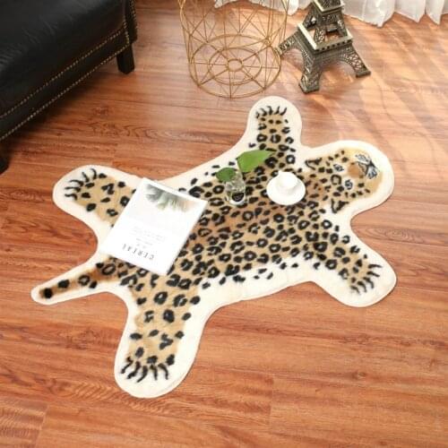 Cute Rug Cartoon Leopard Pattern Imitation Leather Carpet Modern Living Room Bedside Soft Hair Rug Adult Bedroom Decoration