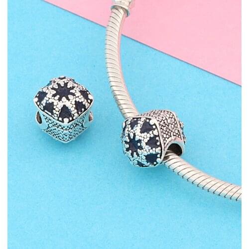 Leabyl Classic Dark Blue Star Moon Series Charms fit Bangles Bracelets Royal Blue Enamel Beads for DIY Jewelry Making