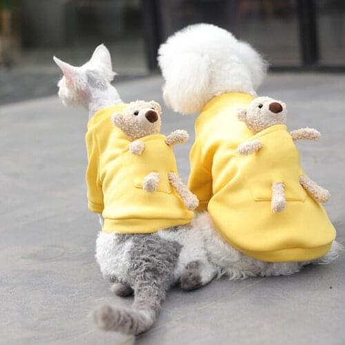 Lovely Bear Decorative Pet Clothes for Small Dogs Detachable Chihuhua Winter Dog Clothes Pet Accessories Sphinxes Cat Hoodies