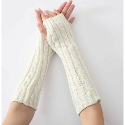 Trendy Women casual solid Winter Wrist Arm Knitted Long Fingerless Gloves Mittens Hand Warmer New