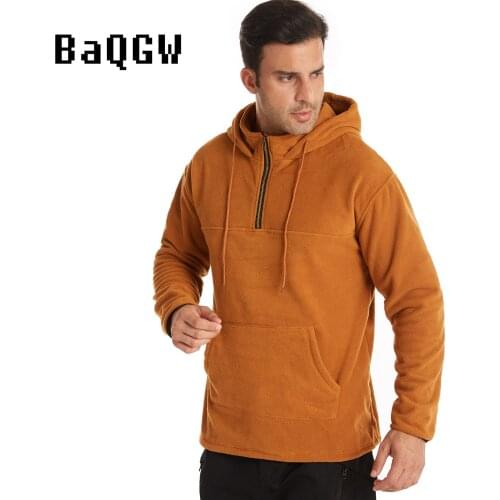 Autumn Mens Velour Hoodies Casual Solid Color Zipper Pocket Male Sweatshirt Warm Fashion Outdoor Jogging Mountaineering 2021 New