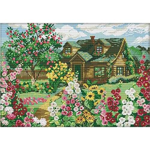 DIY Stamped Cross Stitch Kit Pre-printed Pattern Beautiful Scenery Home Wall Decoration Cross Stitch Kit Needlework Craft
