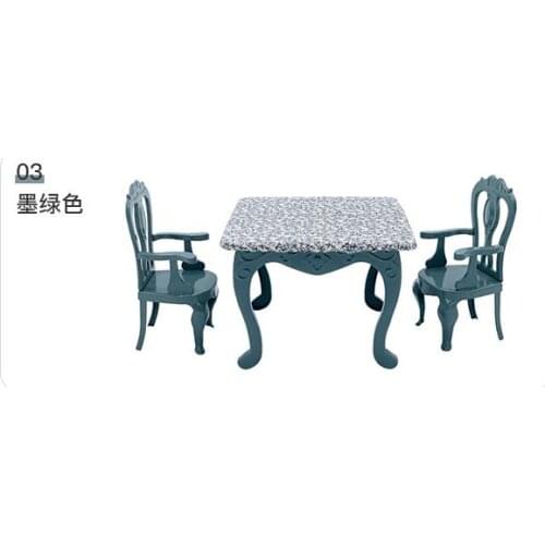 Mini Square Dining Table Chair Set For Girl Miniature Animal Doll House Furniture Accessories Kitchen Toy Children Birthday Gift