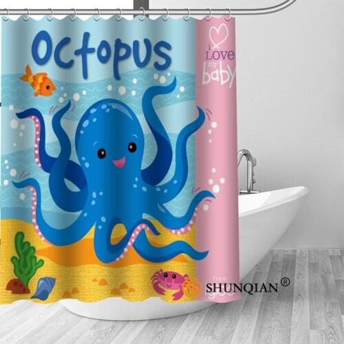 New High Quality Modern Printed Octopus Shower Curtains Custom Design Creative Shower Curtain Bathroom Polyester Fabric